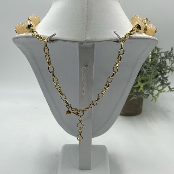 J. Crew Peach Faux Pearl Bauble Statement Gold Tone Necklace - Picture 13 of 13